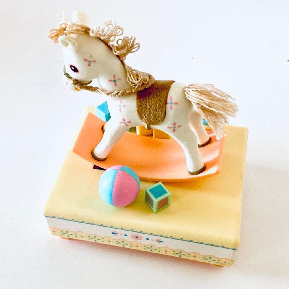 Vintage Baby Hallmark Rocking Horse Figure Music Box